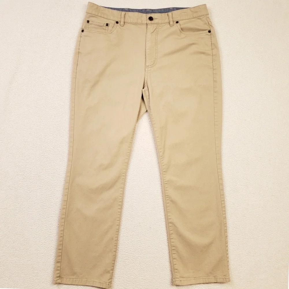 LL Bean Pants Mens 34x29 Tan Standard Fit Cotton Chino Khaki L.L. 503738